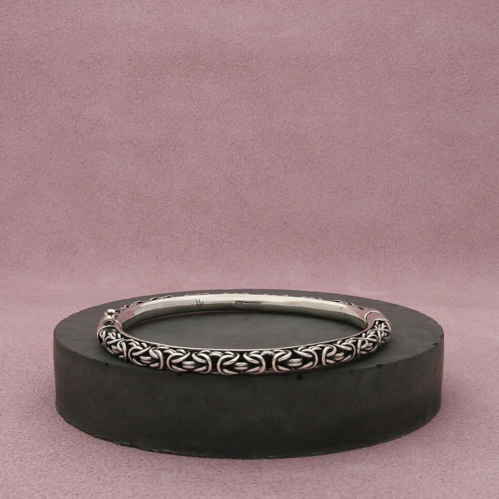 sterling silver vintage byzantine chain hinged bracelet size 7in